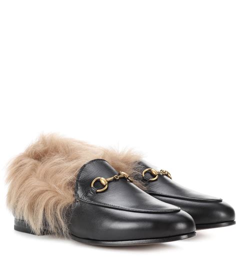 gucci loafer black & red|Gucci fur loafers women's.